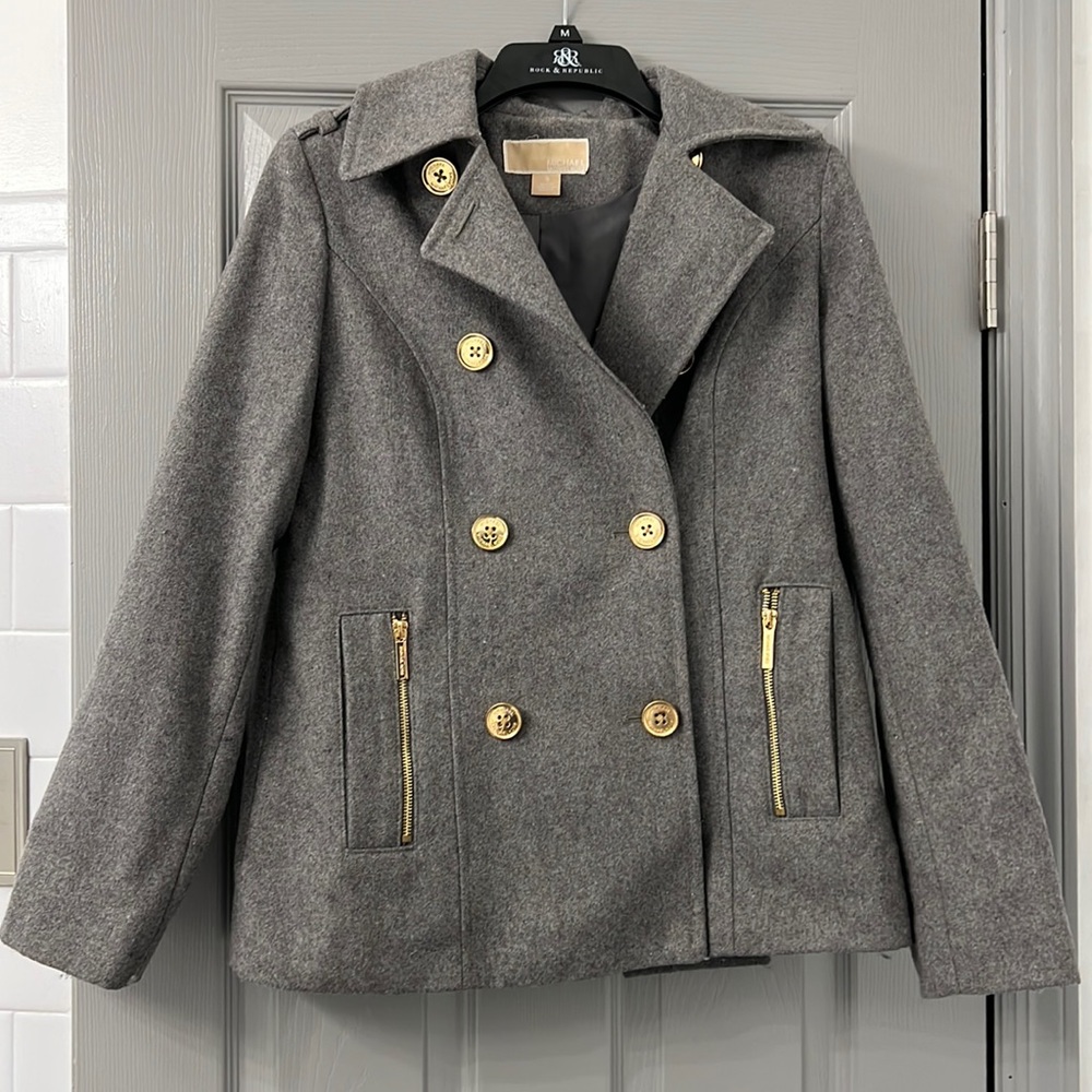 Michael Kors Pea Coat with Gold accents Size S